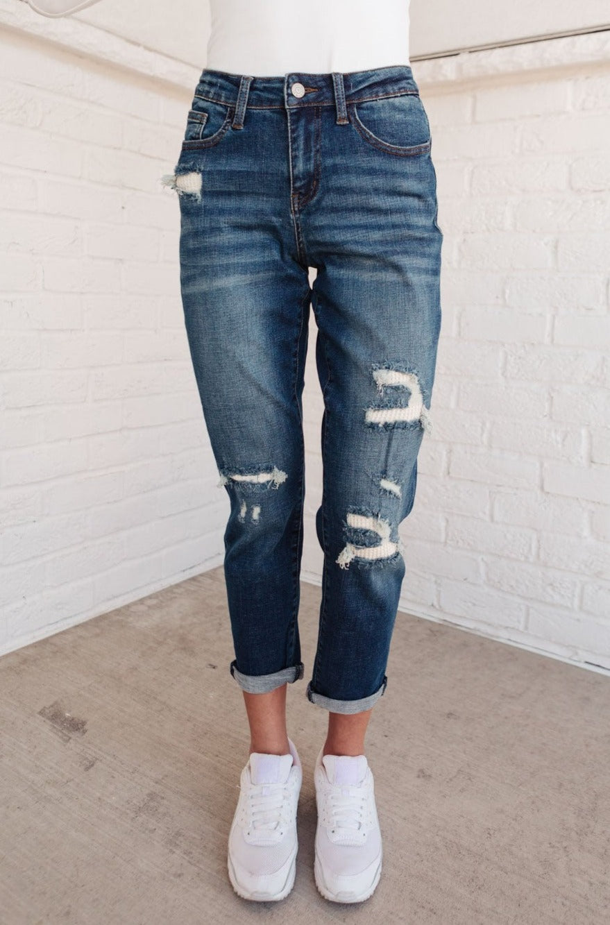 Judy Blue Mid-Rise Thermal Boyfriend Jeans - AnnRose Boutique