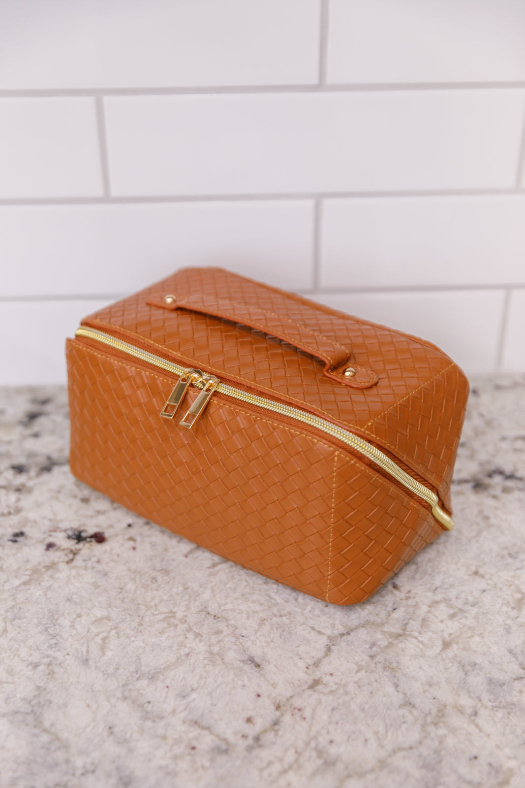New Dawn Large Capacity Cosmetic Bag in Cognac - AnnRose Boutique