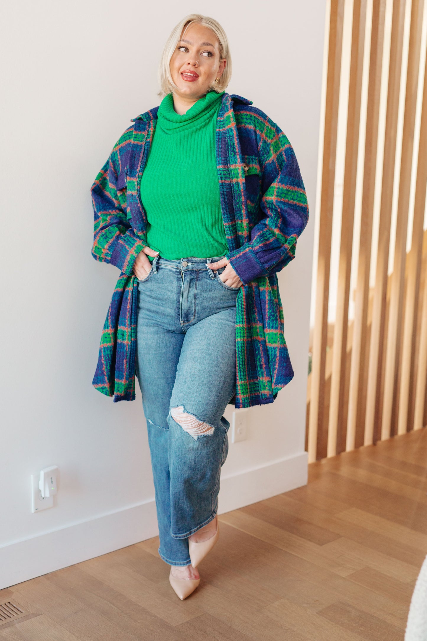 Green Sleeveless Turtleneck Sweater