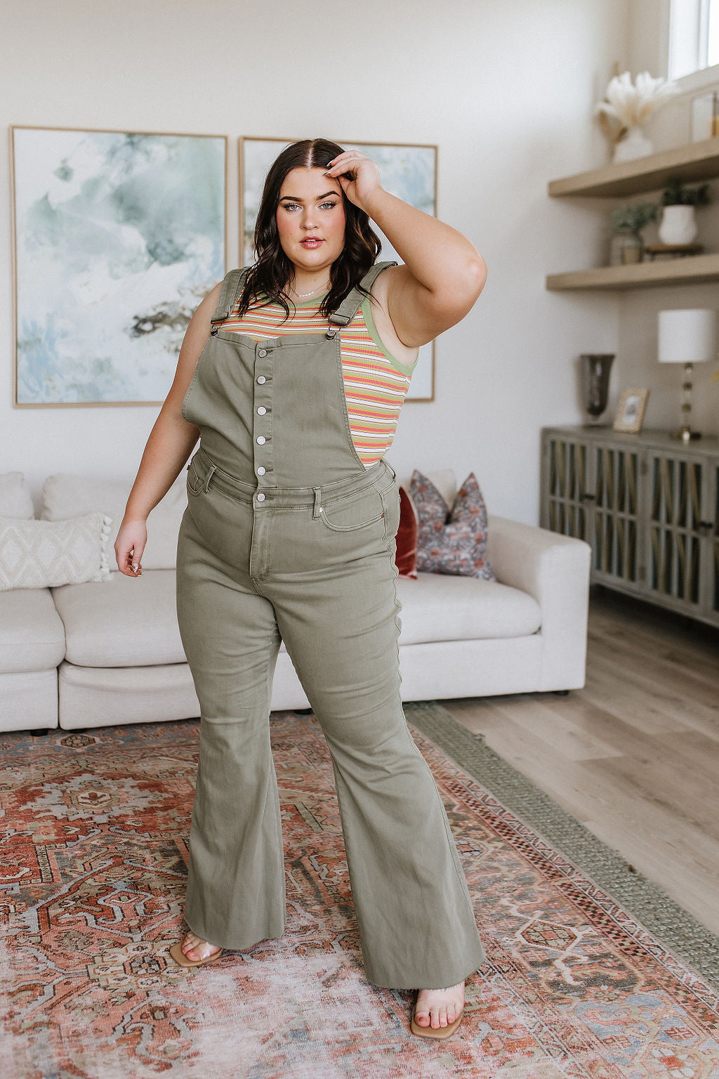 Judy Blue Overalls in Olive - AnnRose Boutique