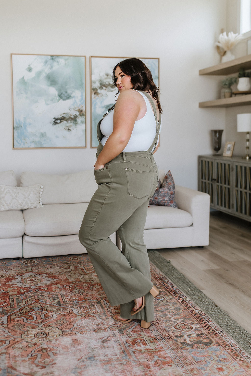 Judy Blue Overalls in Olive - AnnRose Boutique