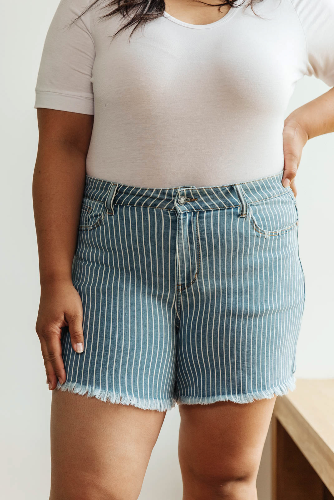 Judy Blue Striped Shorts* - AnnRose Boutique