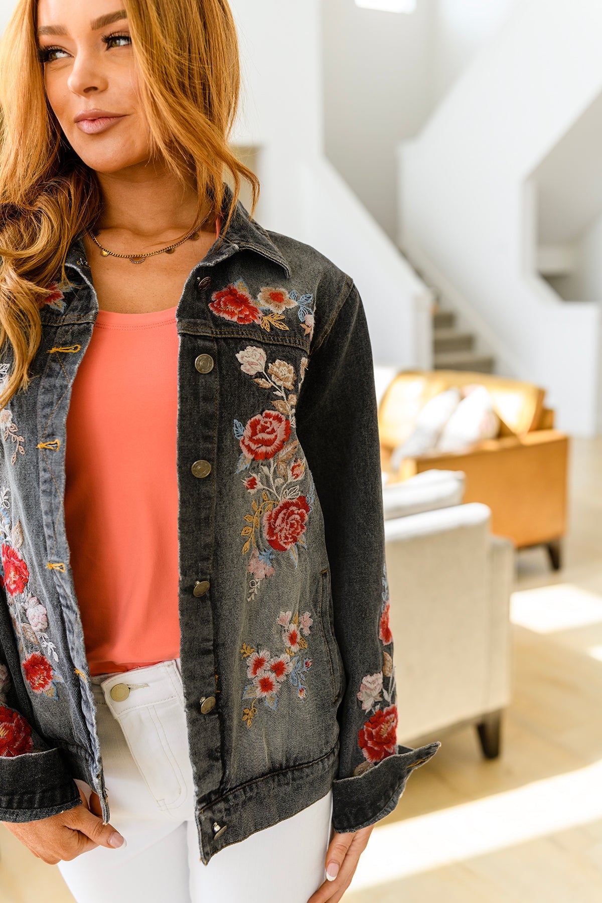 Flower Embroidered Jacket