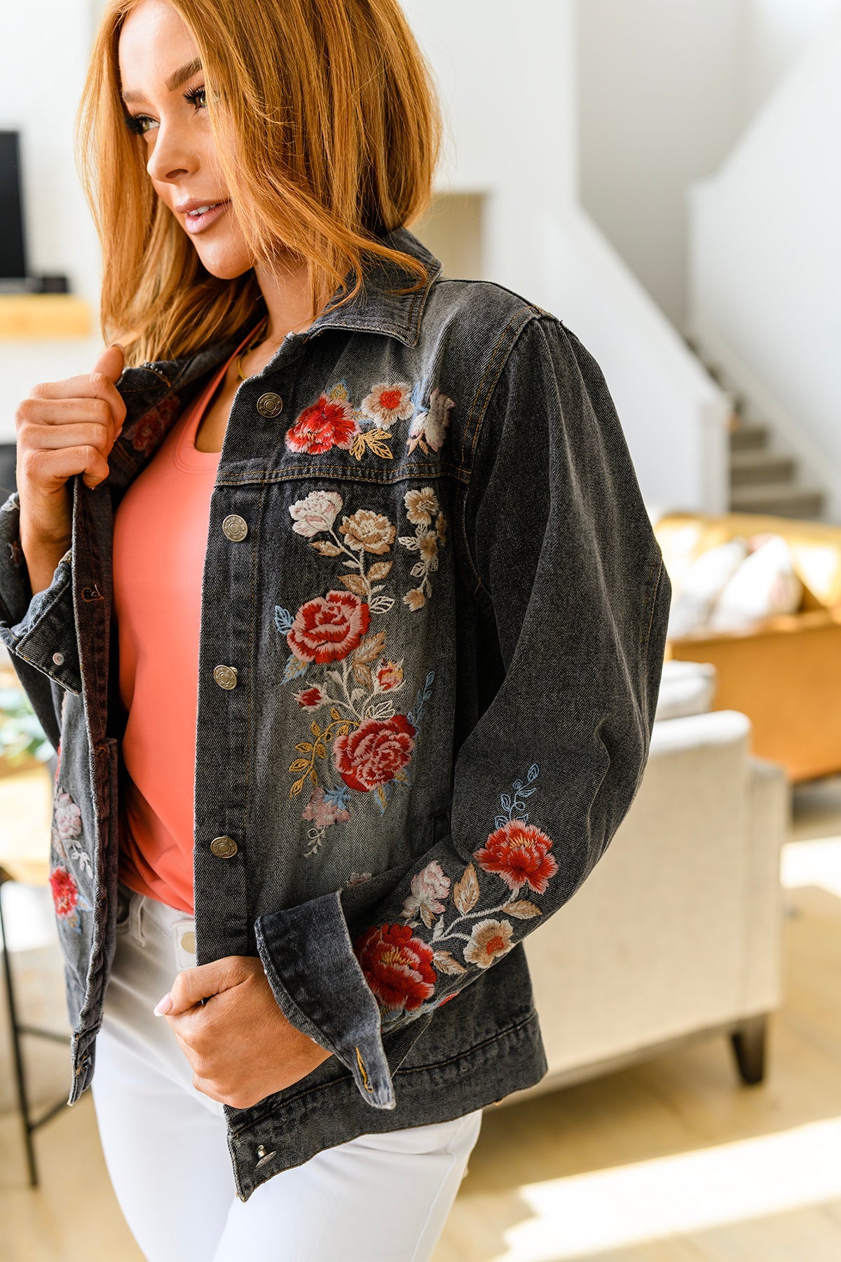 Flower Embroidered Jacket