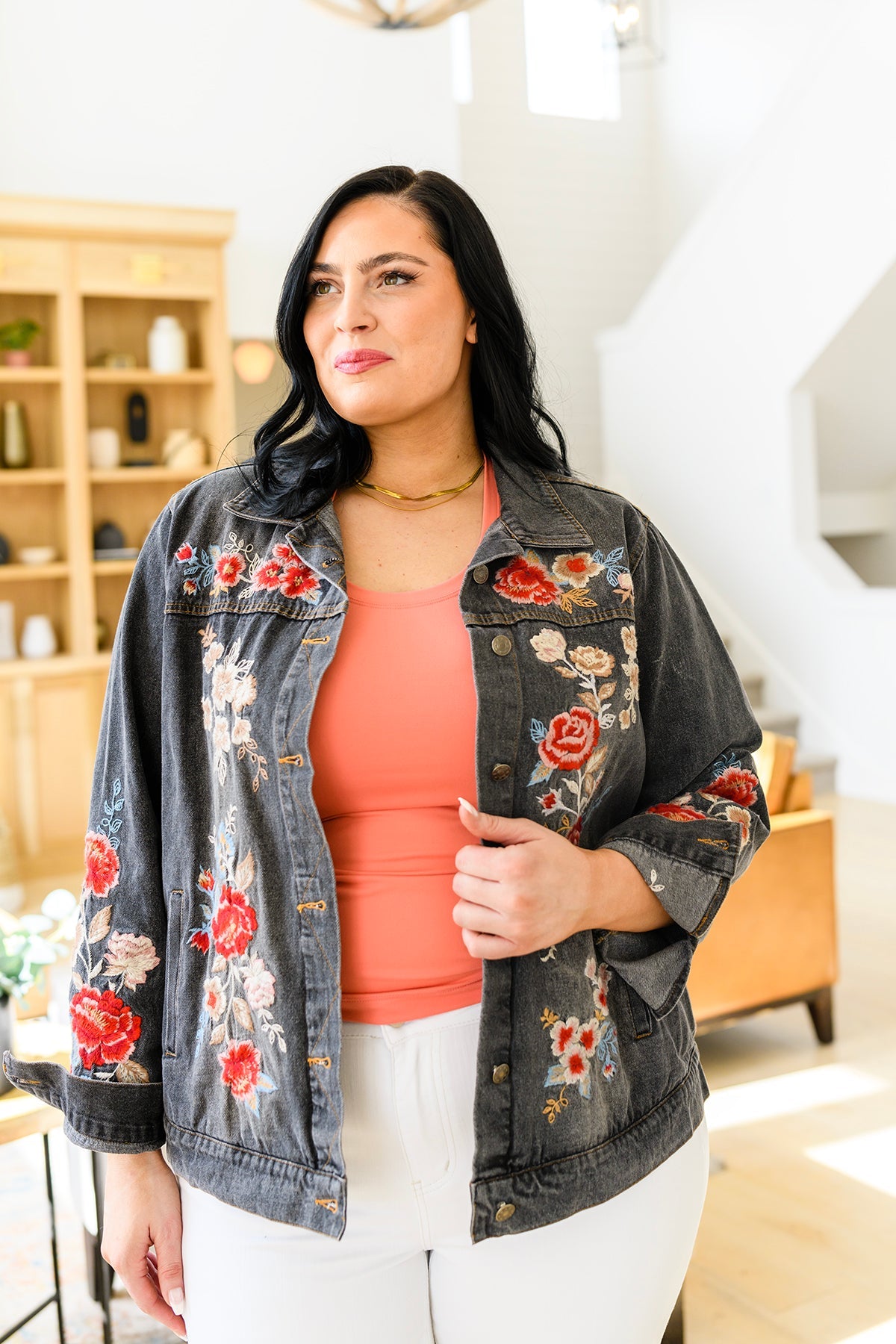 Flower Embroidered Jacket