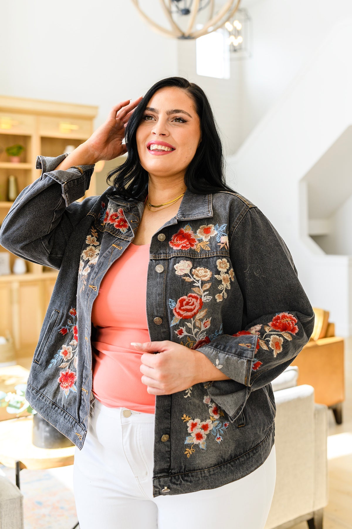 Flower Embroidered Jacket