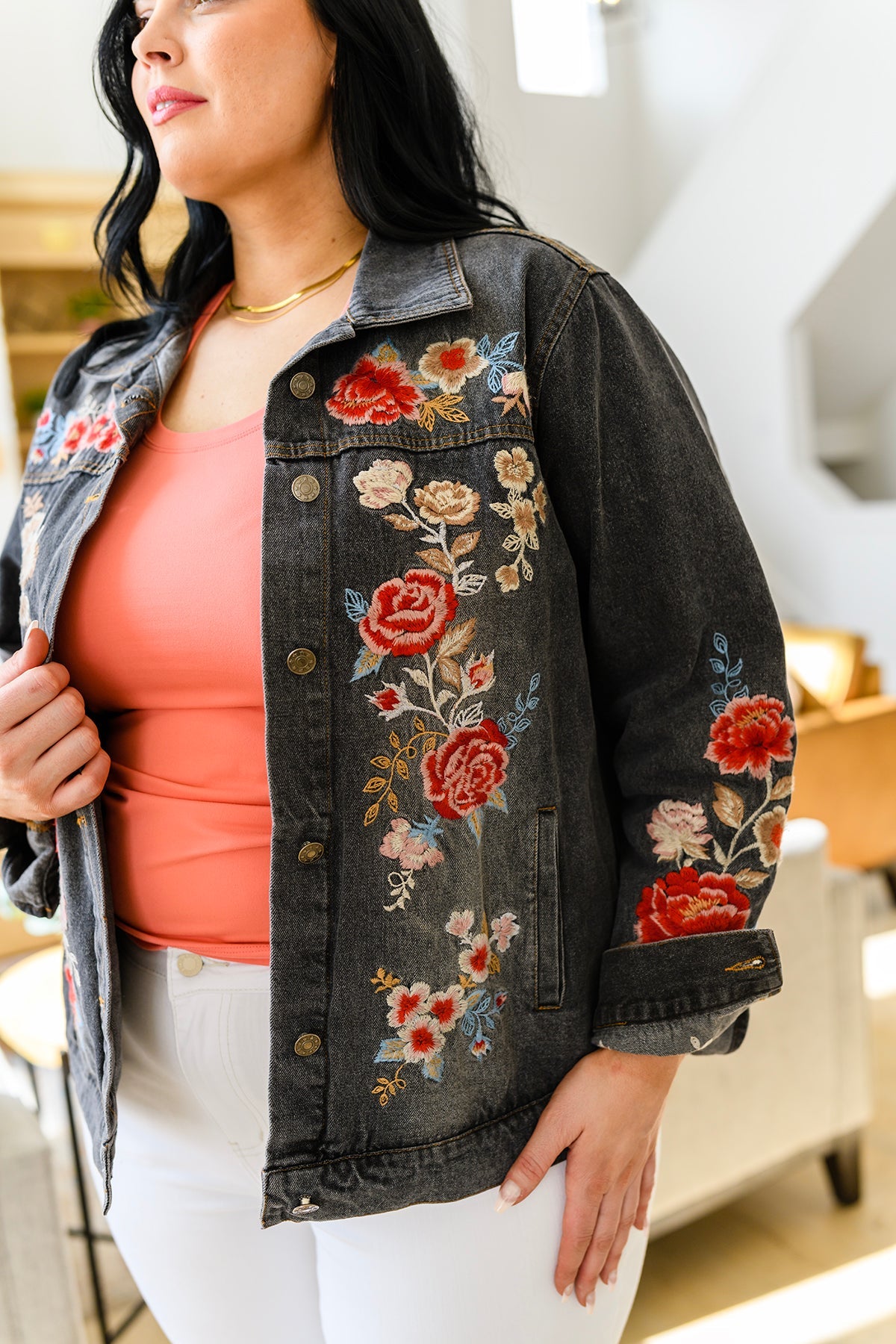 Flower Embroidered Jacket