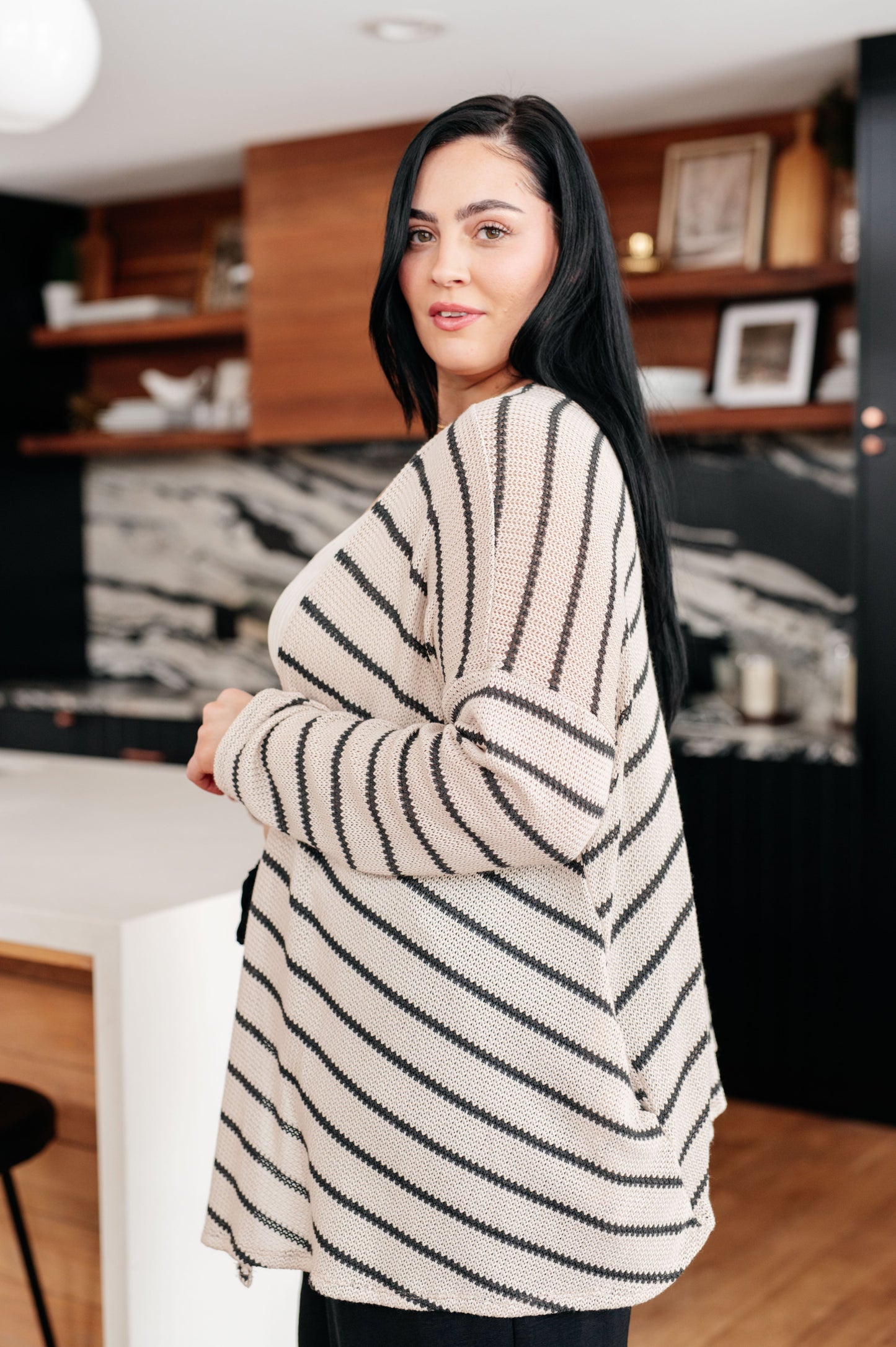 Striped Longline Cardigan