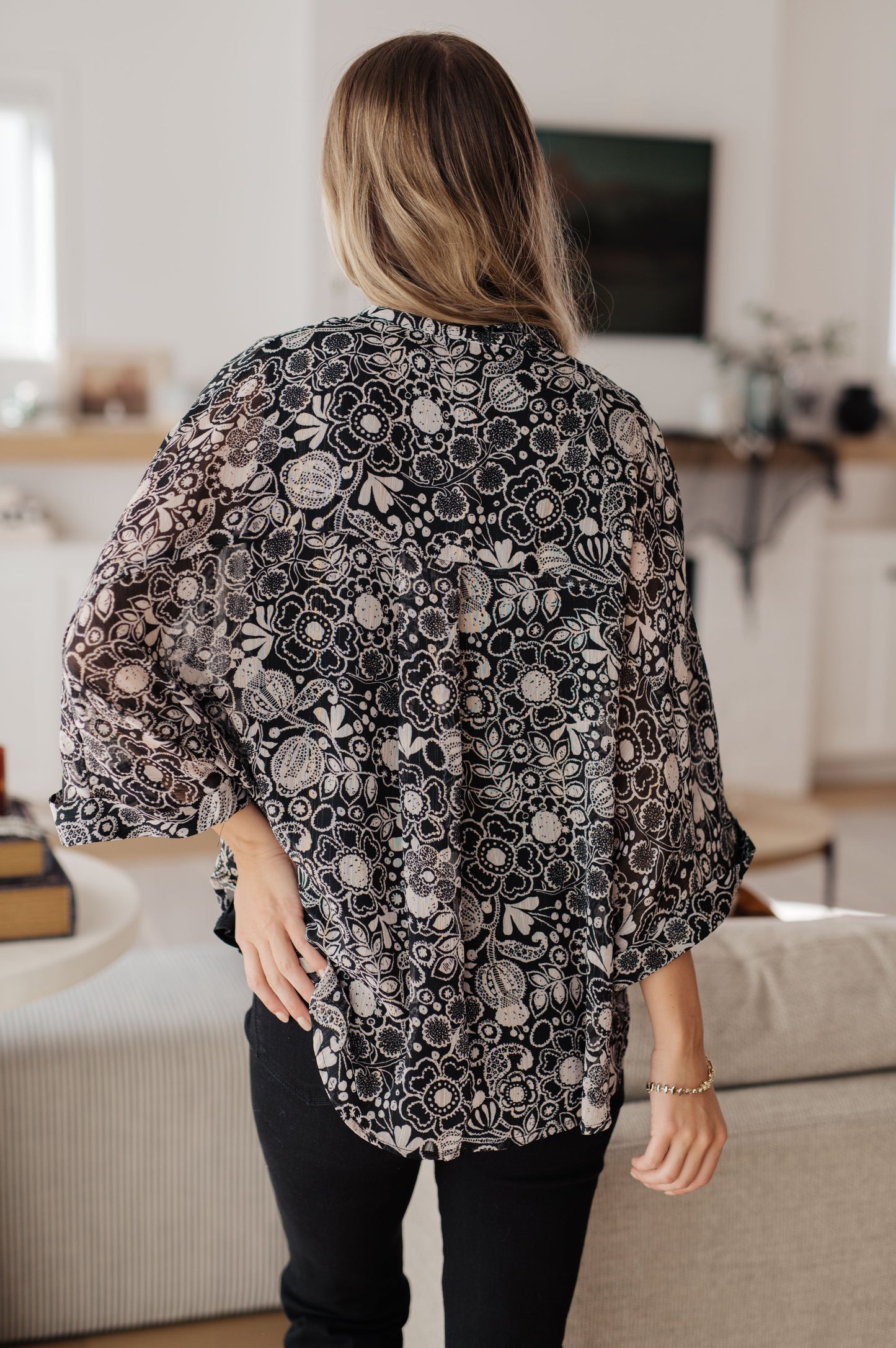 Black and White Floral Top