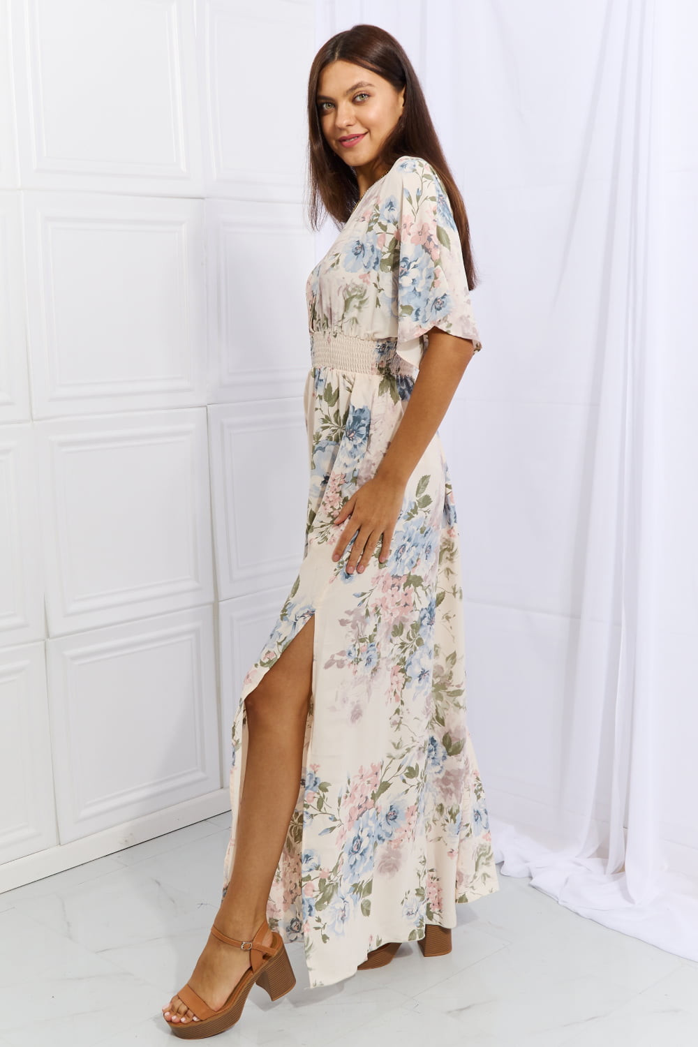 OneTheLand Fine & Elegant Floral Maxi Dress - AnnRose Boutique