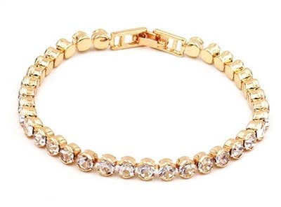 Gold Circle Rhinestone 7.5" Bracelet