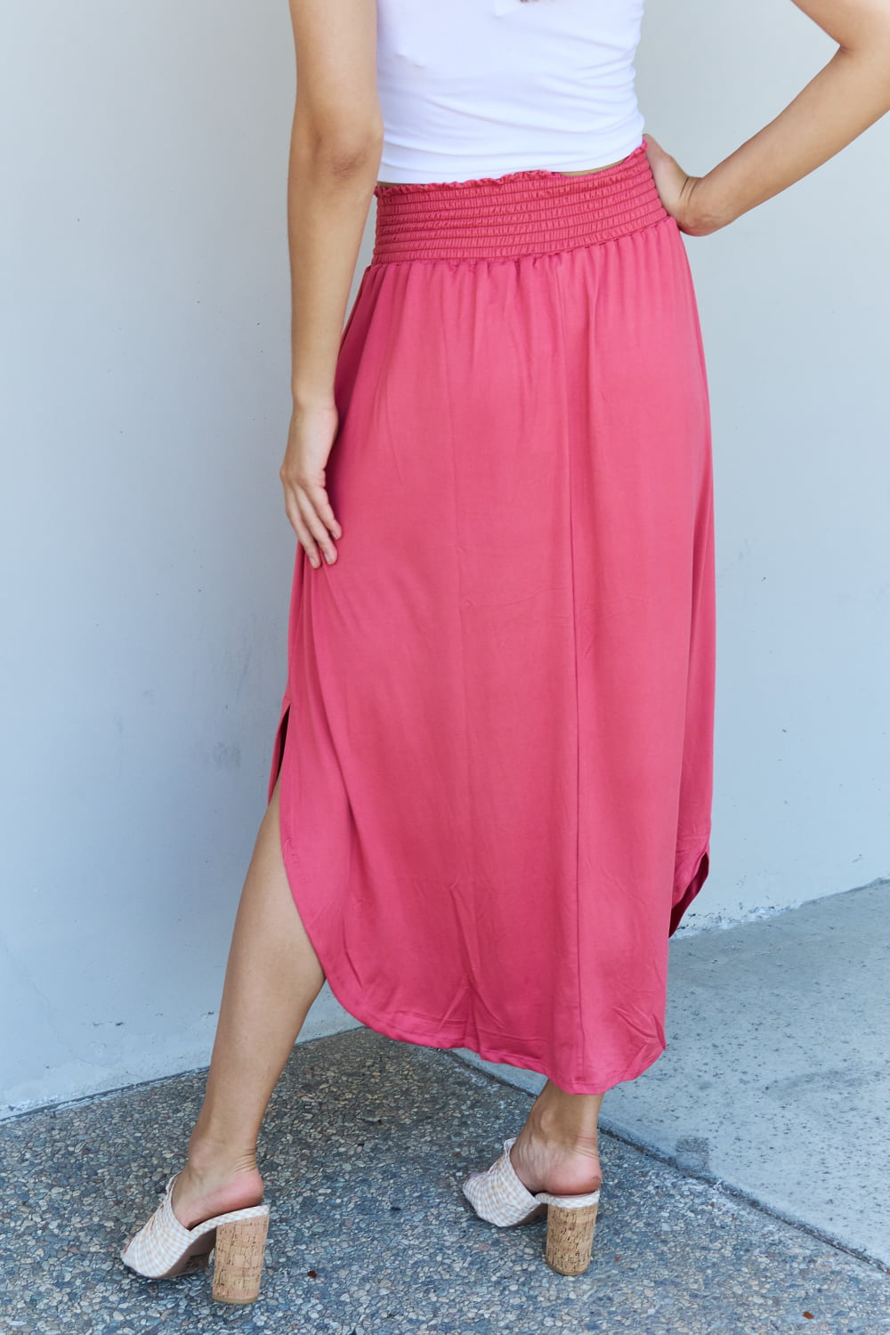 High Waist Scoop Maxi Skirt in Hot Pink - AnnRose Boutique