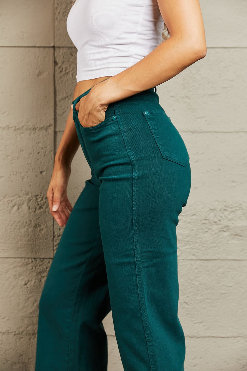 Judy Blue Tummy Control High Waisted Cropped Wide Leg Jeans - AnnRose Boutique