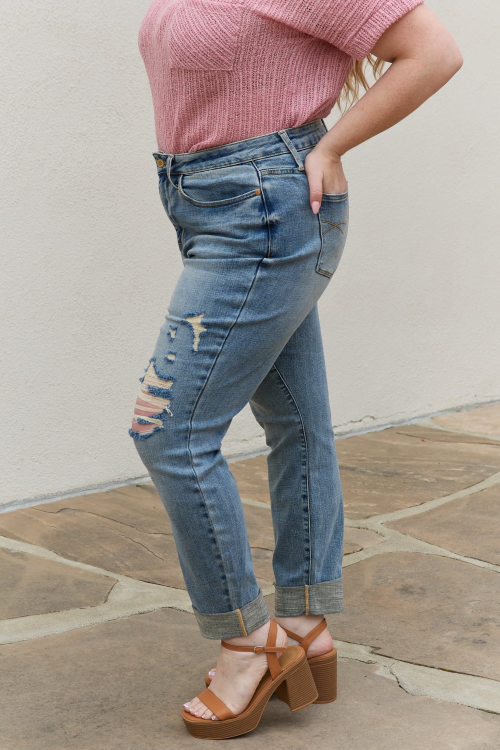 Judy Blue Macy Full Size Mid Rise Boyfriend Jeans - AnnRose Boutique