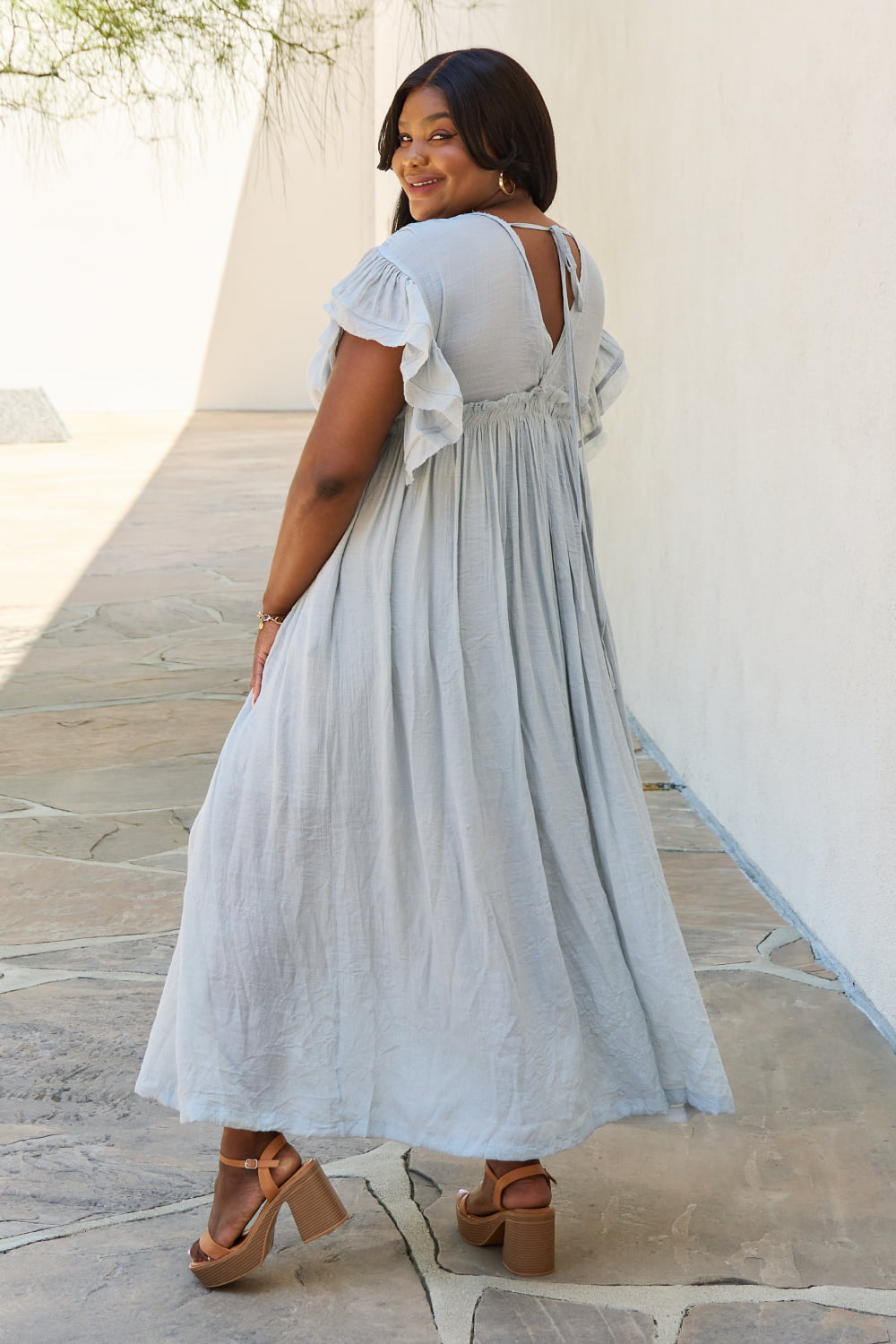 Butterfly Sleeve Maxi Dress - AnnRose Boutique