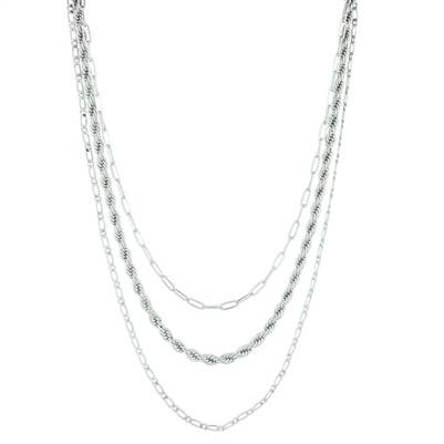 Triple Layered Multi Chain 16"-18" Necklace