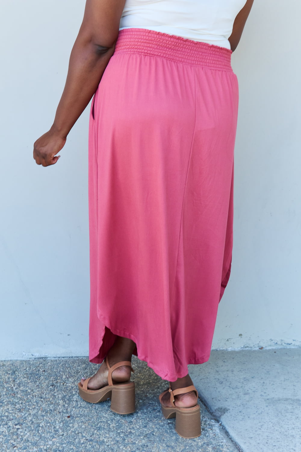High Waist Scoop Maxi Skirt in Hot Pink - AnnRose Boutique