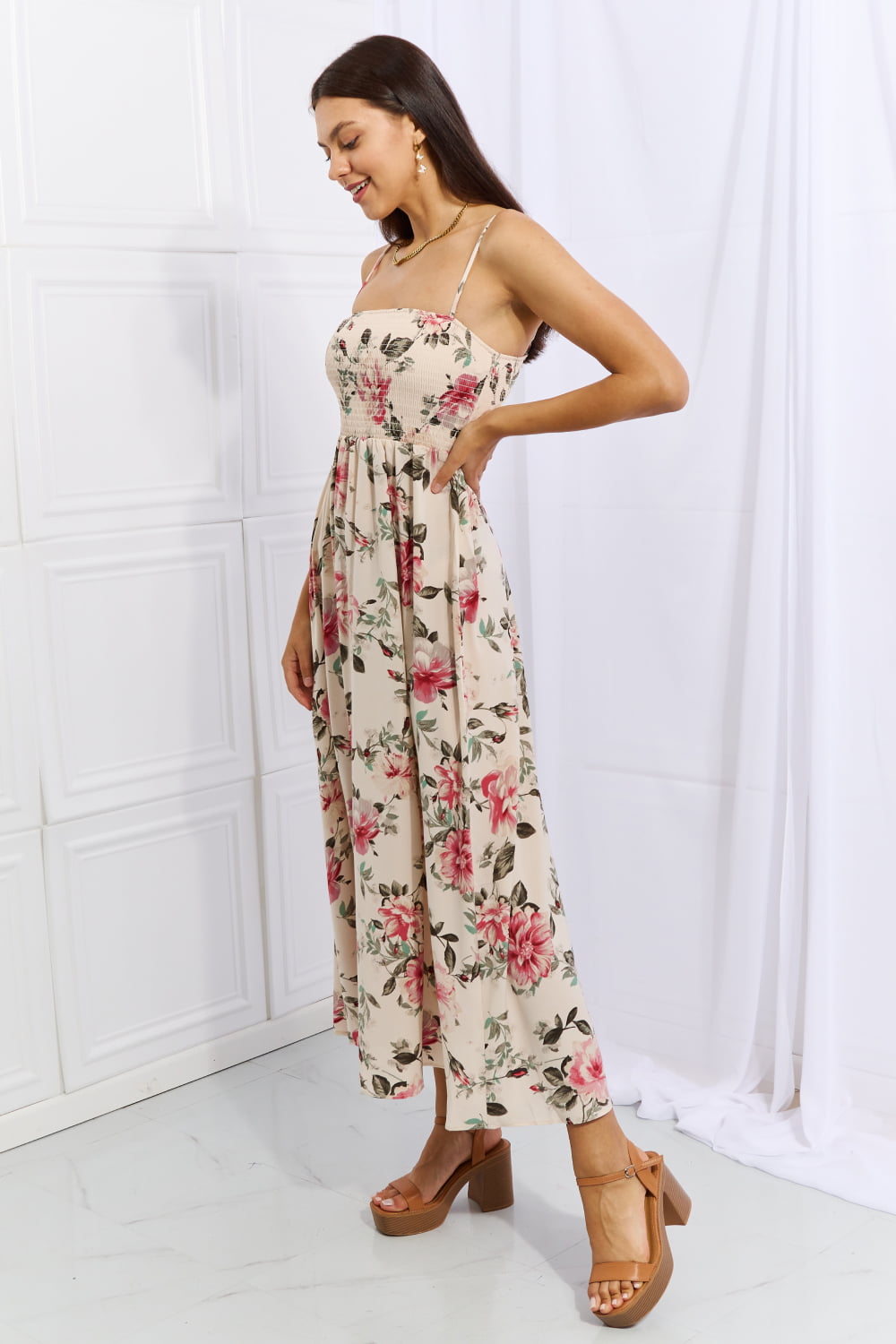 OneTheLand Hold Me Tight Sleevless Floral Maxi Dress in Pink - AnnRose Boutique