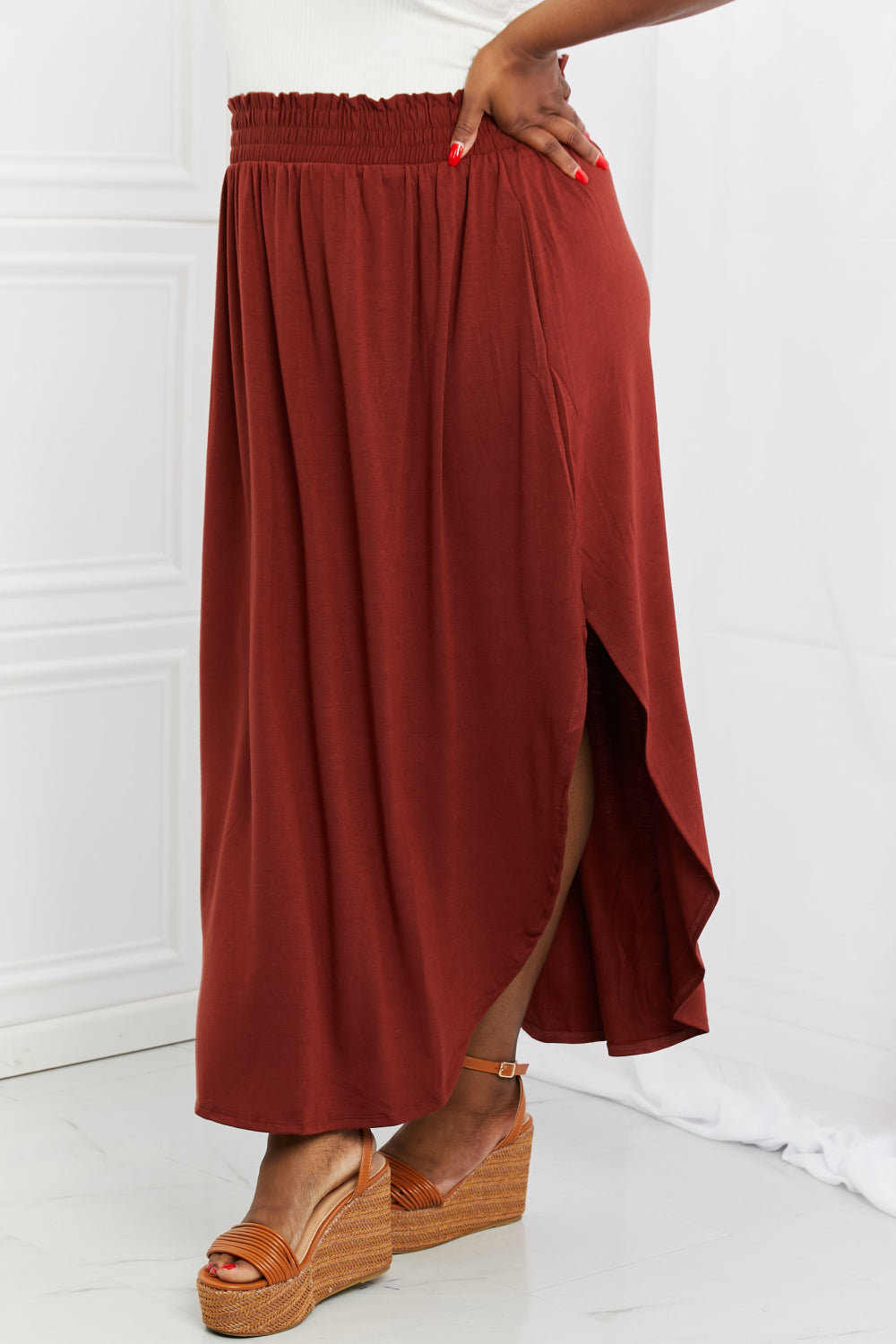 Scrunch Skirt in Dark Rust - AnnRose Boutique