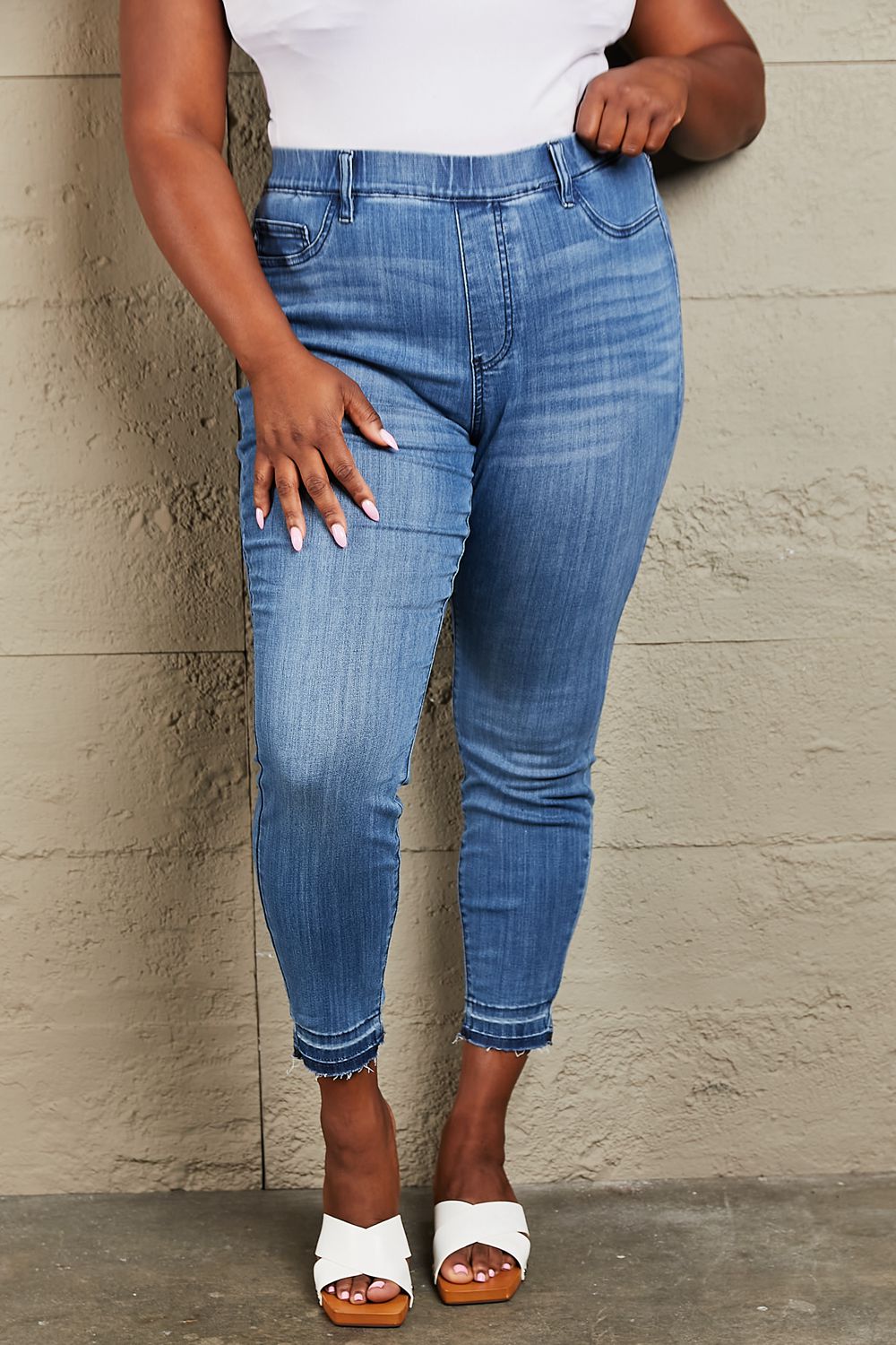 Judy Blue High Waisted Pull On Skinny Jeans - AnnRose Boutique