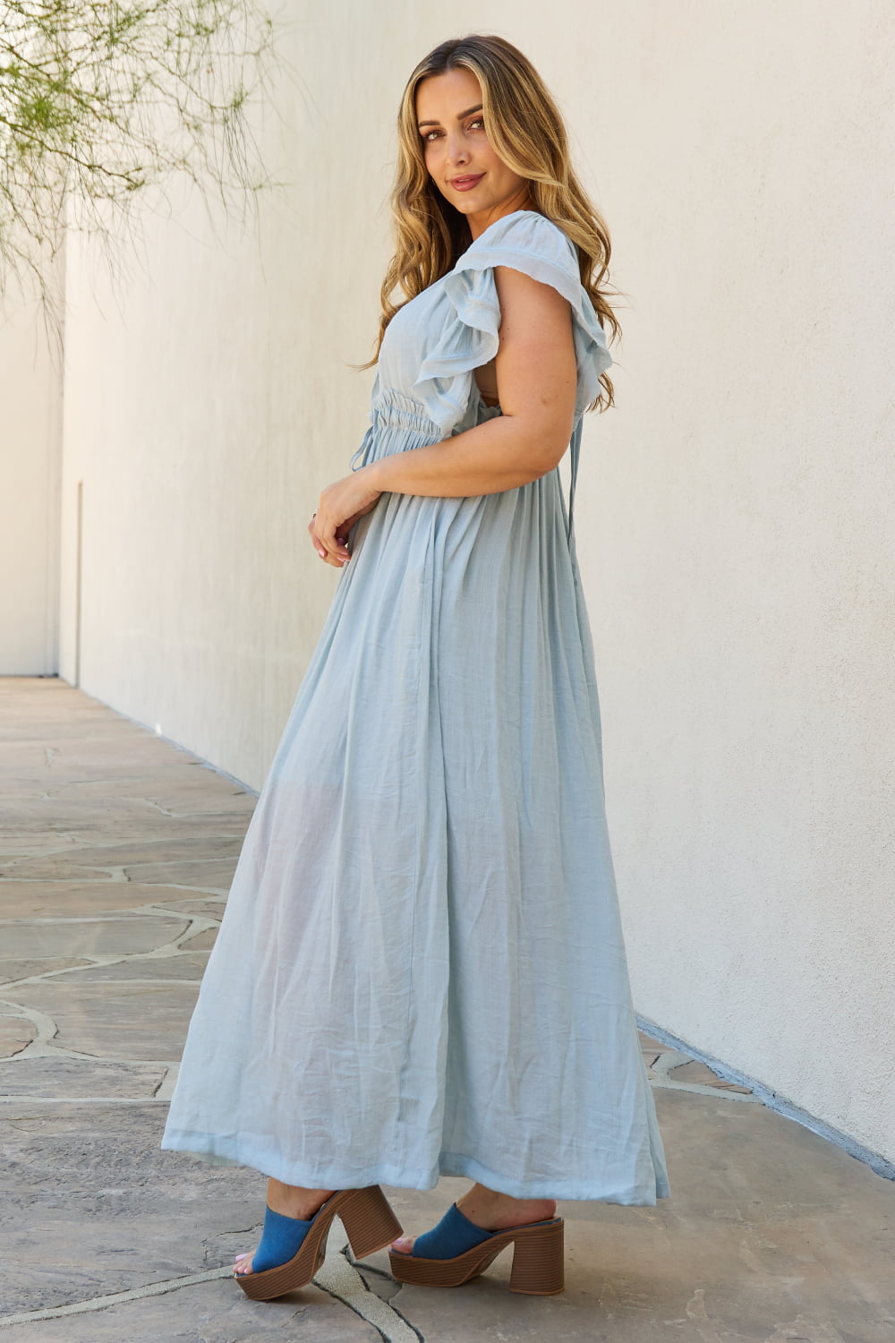 Butterfly Sleeve Maxi Dress - AnnRose Boutique
