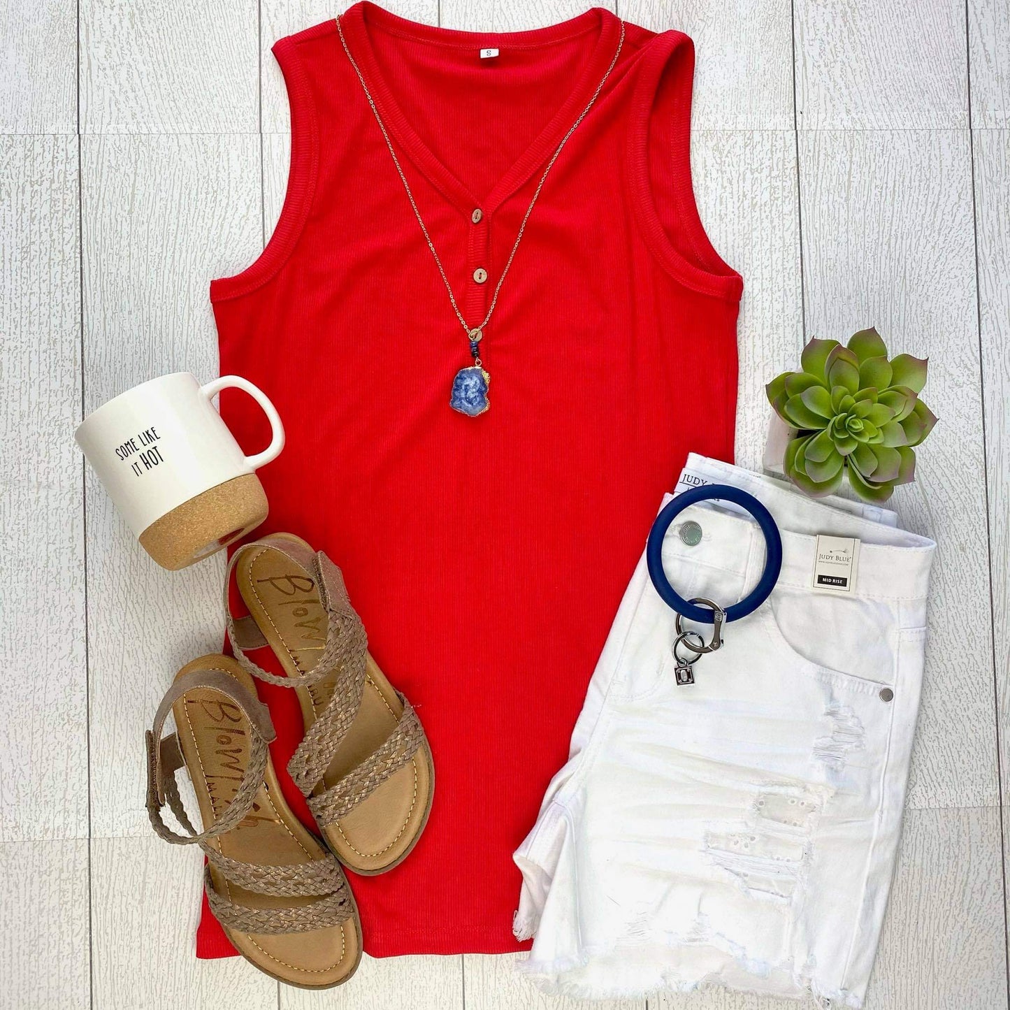 Addison Henley Tank - Red - AnnRose Boutique